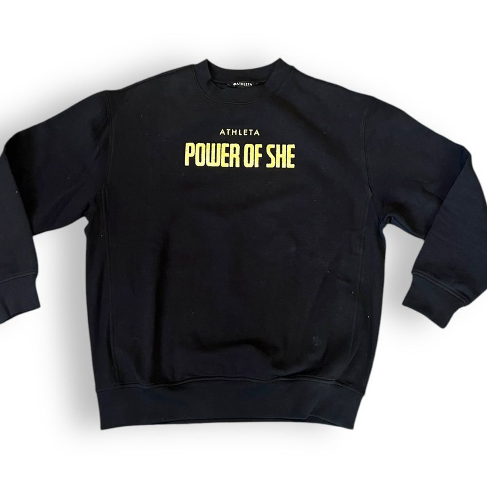 Athleta "Power of SHE" Black Crewneck Women's Sweatshirt Size XS Black  Glitter